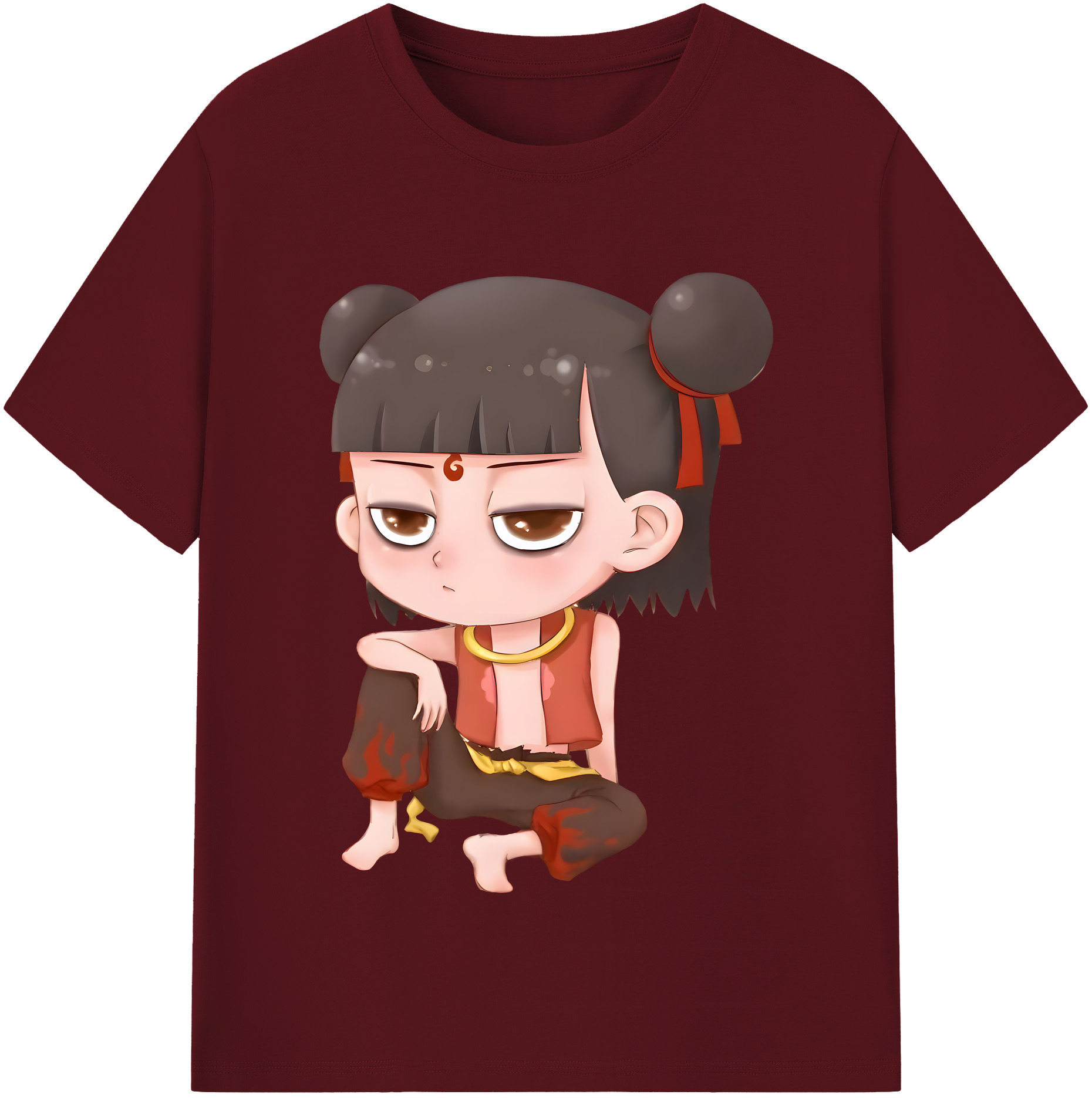 （画像用） Ne Zha 2 ナタ 魔童の大暴れ 綿100％半袖Tシャツ（フロントプリント）